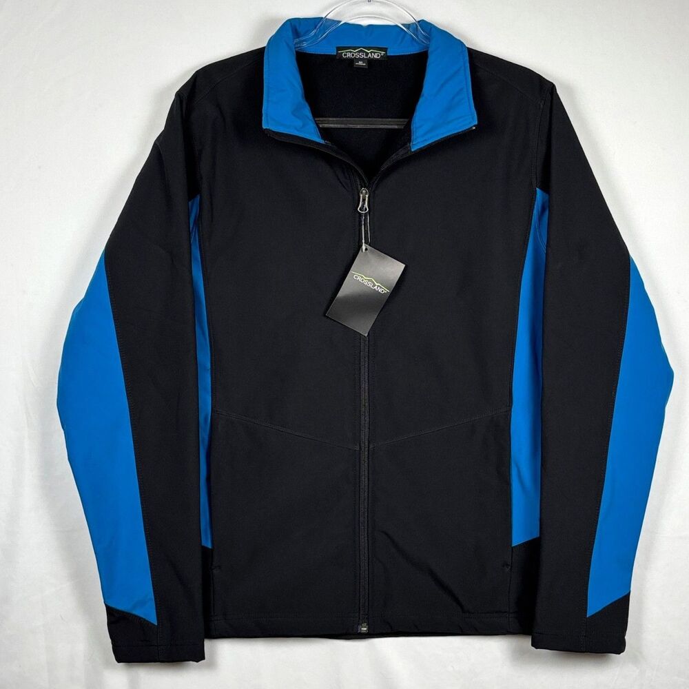 Crossland Men's Soft Shell Jacket 119678 Color Block Back Blue "No Logo" Size M